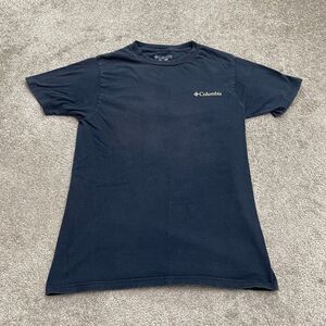 Columbia Graphic T-Shirt Mens Small Navy Blue Crew Neck Short Sleeve Cotton Tee